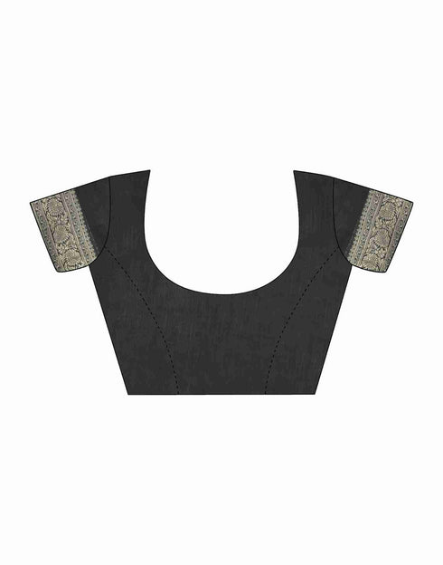 Sudathi Black Woven Banarasi Silk Saree