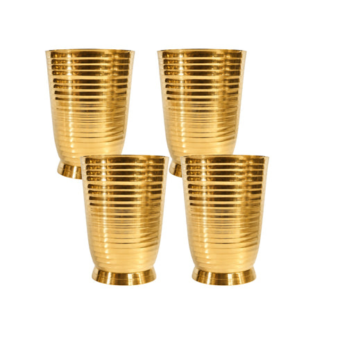 Pure Brass Handcrafted Tumbler Glass | Pack of 4