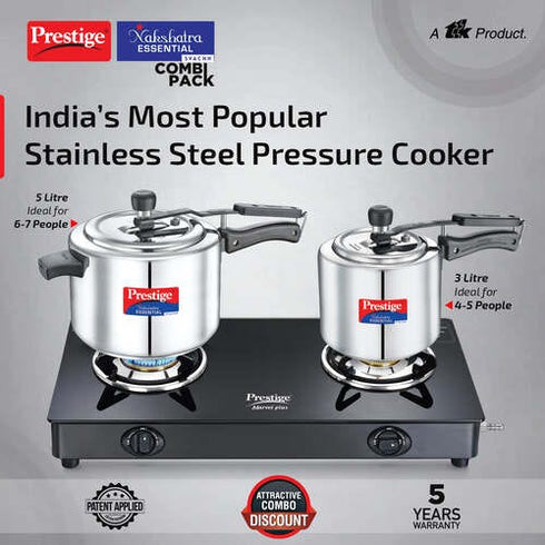 Prestige Nakshatra Essential Svachh Stainless Steel Pressure Cooker 5 L Combo