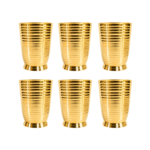 Pure Brass Handcrafted Tumbler Glass | Pack of 6