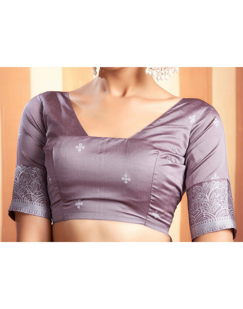 Sudathi Dusty Mauve Woven Banarasi Silk Saree