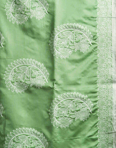 Sudathi Pista Green Woven Banarasi Silk Saree