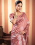 Sudathi Dusty Rose Pink Woven Banarasi Silk Saree
