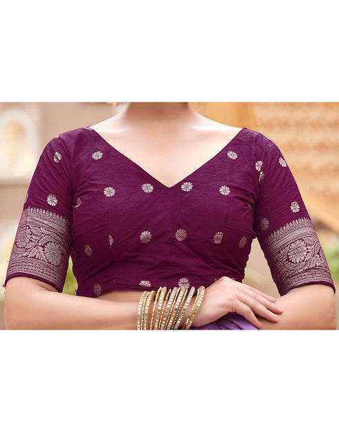 Sudathi Lavender Woven Banarasi Silk Saree