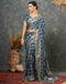 Sudathi Rama Blue Woven Banarasi Cotton Saree
