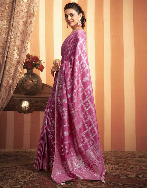 Sudathi Pink Woven Banarasi Cotton Saree