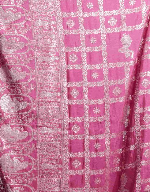 Sudathi Pink Woven Banarasi Cotton Saree