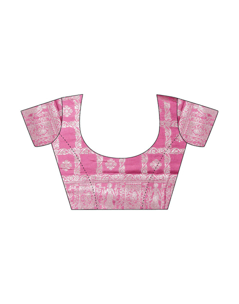 Sudathi Pink Woven Banarasi Cotton Saree