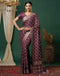 Sudathi Wine Woven Banarasi Cotton Saree