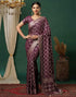 Sudathi Wine Woven Banarasi Cotton Saree