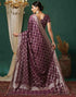 Sudathi Wine Woven Banarasi Cotton Saree