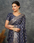 Sudathi Navy Blue Woven Banarasi Cotton Saree