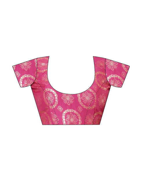 Sudathi Bright Pink Woven Banarasi Cotton Saree