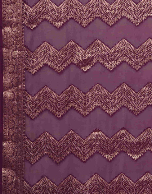 Sudathi Wine Woven Banarasi Georgette Saree