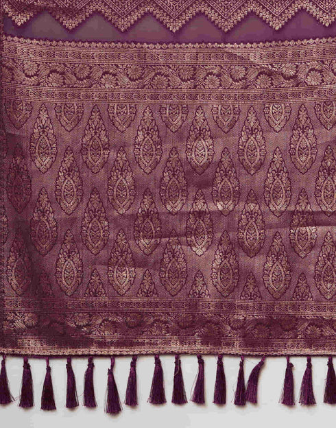 Sudathi Wine Woven Banarasi Georgette Saree
