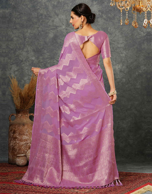 Sudathi Light Purple Woven Banarasi Georgette Saree