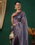 Sudathi Mauve Embroidery Plain Net Saree