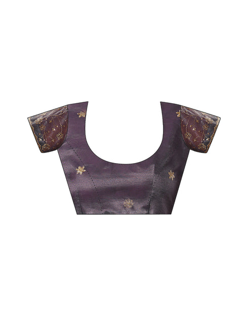 Sudathi Mauve Embroidery Plain Net Saree