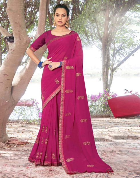 Sudathi Rani Pink Embroidery Georgette Saree