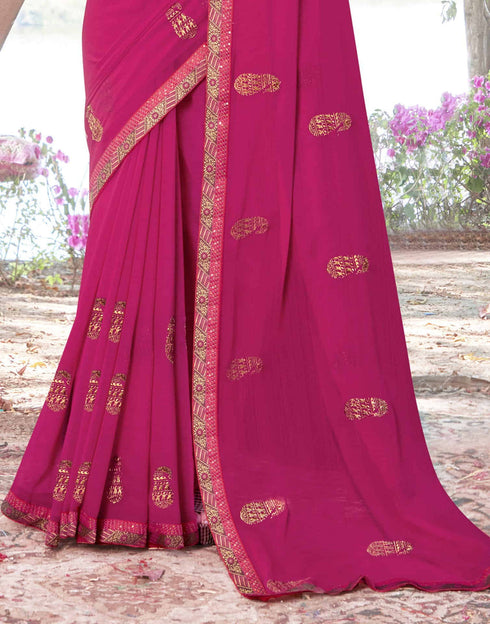 Sudathi Rani Pink Embroidery Georgette Saree