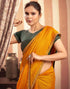 Sudathi Turmeric Yellow Stone Work Embellished Silk Saree