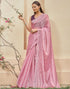 Sudathi Light Pink Stone Work Embellished Silk Saree