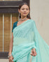 Sudathi Light Turquoise Stone Work Embellished Silk Saree