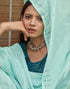 Sudathi Light Turquoise Stone Work Embellished Silk Saree