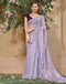Sudathi Lavender Stone Work Embellished Silk Saree