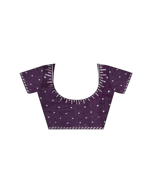 Sudathi Lavender Stone Work Embellished Silk Saree