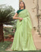 Sudathi Light Green Stone Work Embellished Silk Saree
