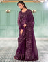 Sudathi Wine Sequence Embroidery Silk Saree