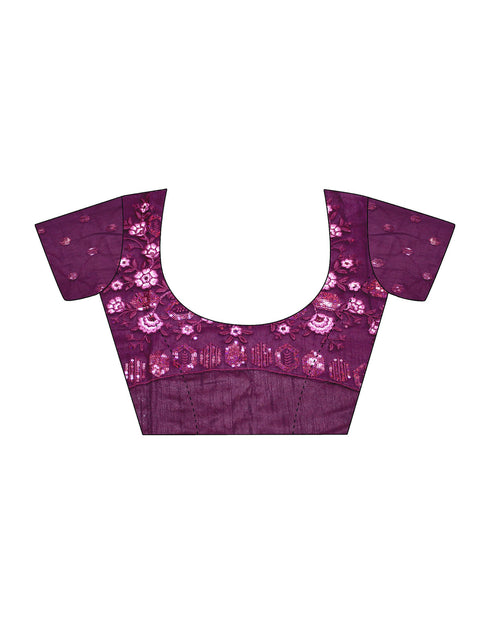 Sudathi Wine Sequence Embroidery Silk Saree