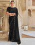 Sudathi Black Sequence Embroidery Chiffon Saree