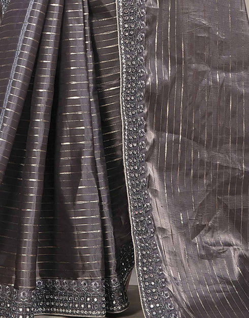 Sudathi Dark Dusty Mauve Embroidery Silk Saree