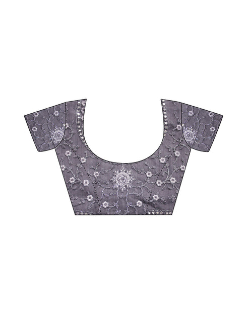 Sudathi Dark Dusty Mauve Embroidery Silk Saree