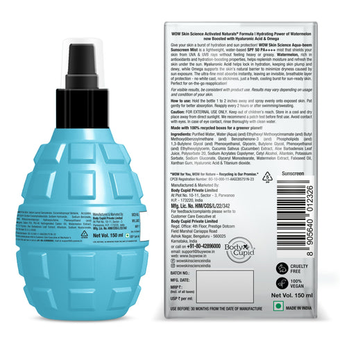 WoW Aqua-Beem Sunscreen Mist Spf 50 Pa++++