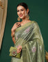 Sudathi Pista Green Sequence Silk Saree
