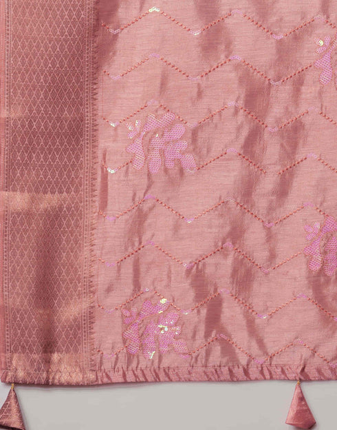 Sudathi Rose Pink Sequence Silk Saree