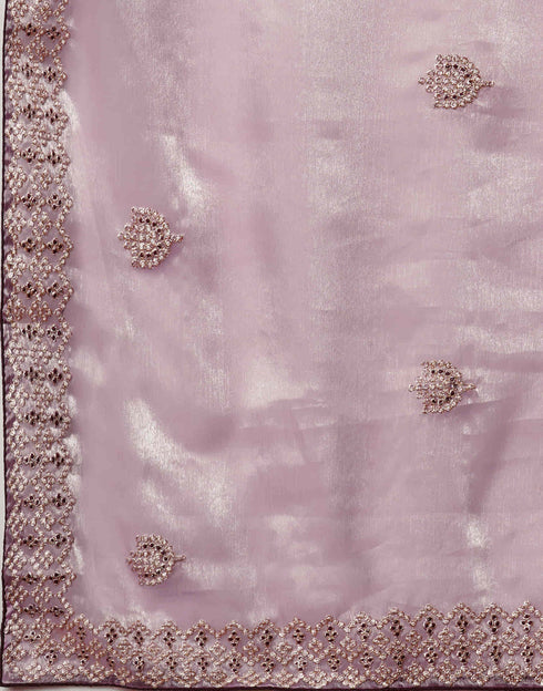 Sudathi Light Purple Embroidery Silk Saree