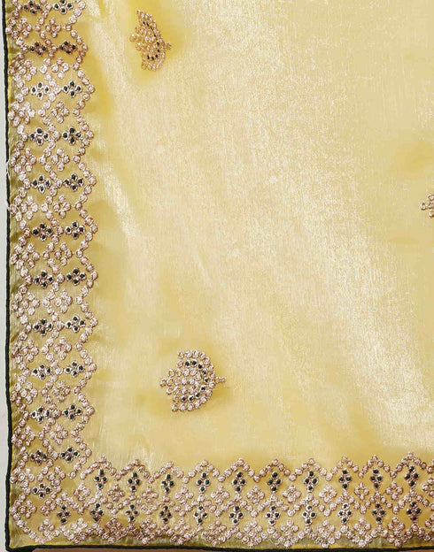 Sudathi Yellow Embroidery Silk Saree