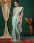 Sudathi Light Turquoise Embroidery Net Saree