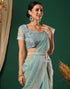 Sudathi Light Turquoise Embroidery Net Saree
