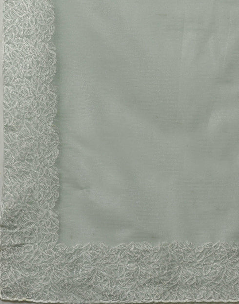 Sudathi Light Turquoise Embroidery Net Saree