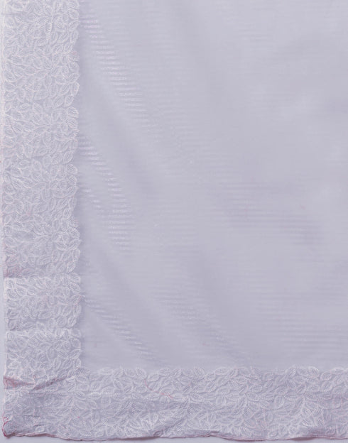 Sudathi Light Lavender Embroidery Net Saree