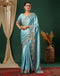 Sudathi Sky Blue Embroidery Satin Saree