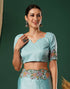 Sudathi Sky Blue Embroidery Satin Saree