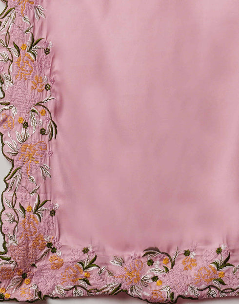 Sudathi Rose Pink Embroidery Satin Saree