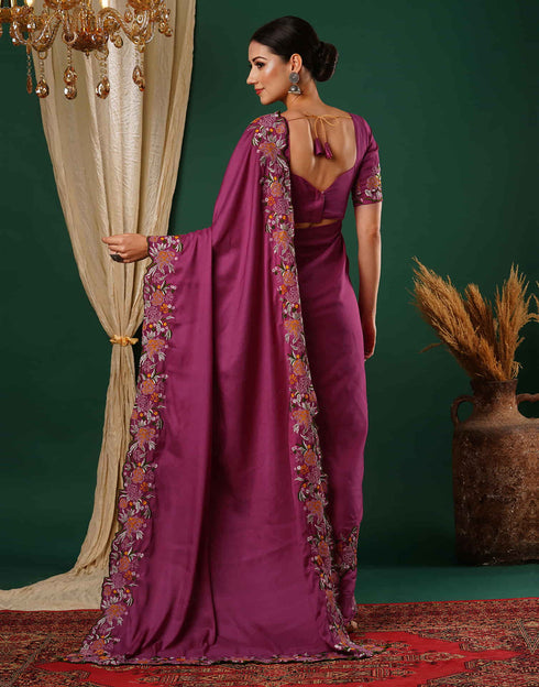 Sudathi Rani Pink Embroidery Satin Saree