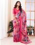 Sudathi Rose Pink Geometric Printed Georgette Saree